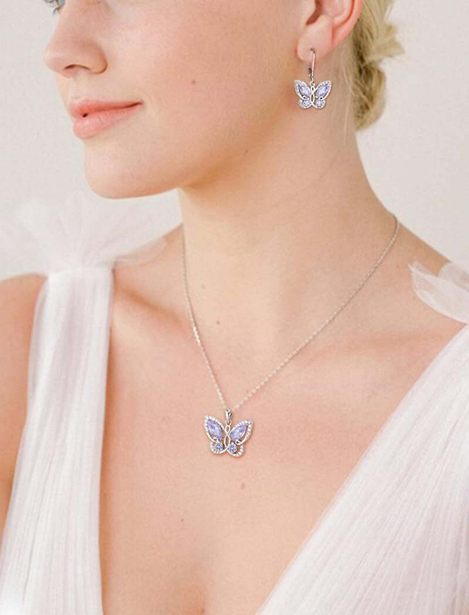 Starchenie Butterfly Pendant Necklace Women 925 Sterling Silver Birthstone June Alexandrite Butterfly Jewelry Gifts
