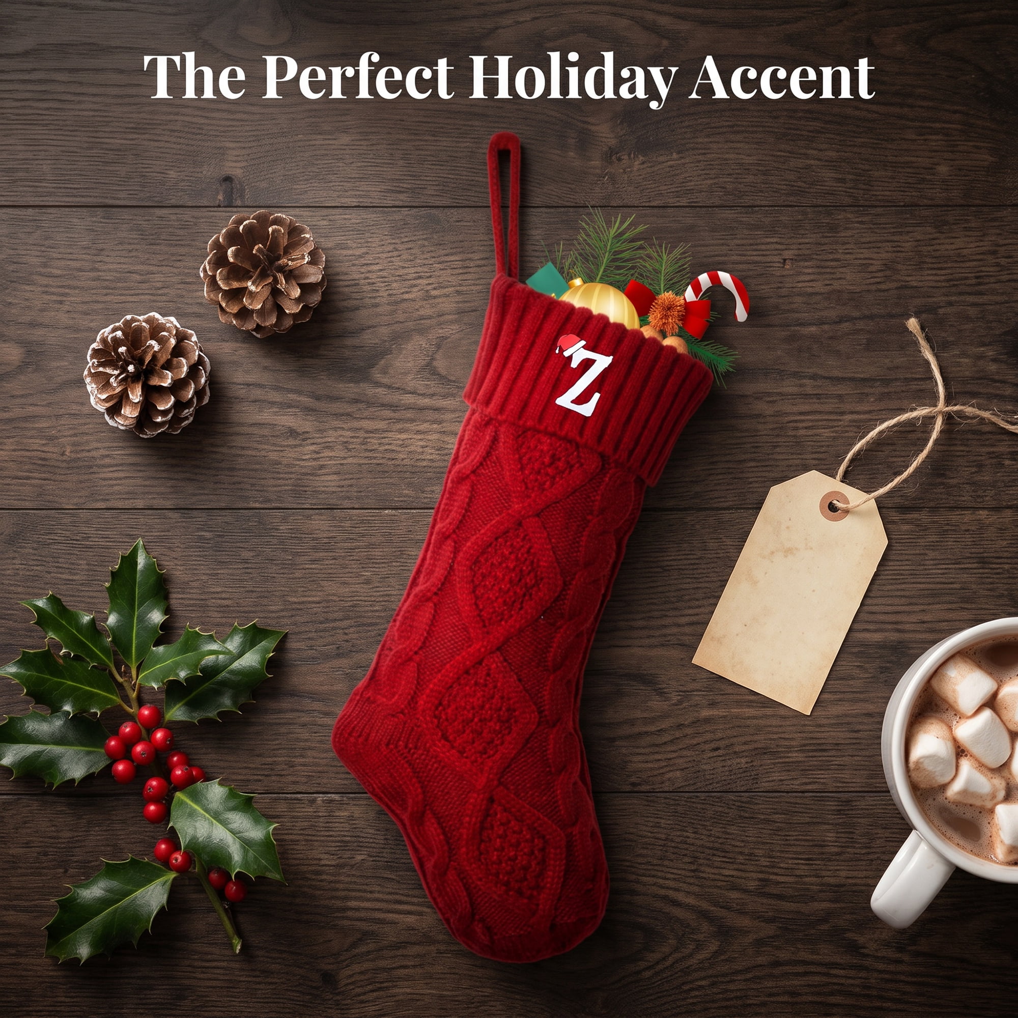 Unique Bargains Canine Bone Christmas Stocking Luxury Puppy Holiday Keepsake Sack Red Letter Z 17"