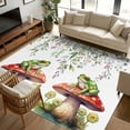 thumbnail image 2 of 5x8 Area Rugs, Mushroom Frogs Non-Skid Rubber Backing Large Rectangle Rugs - Living Room Bedroom Home Office, Spring Floral Summer Eucalyptus Leaves Indoor Floor Mat Carpets Washable Rug, 2 of 9