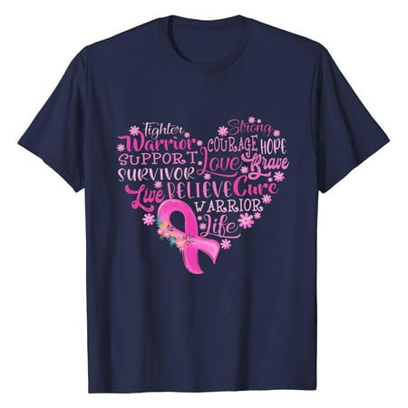 

Homenesgenics Womens Suit Plus Size Pajamas for Women Womens Work Tops Short Sleeve Out Blouse Breast Awareness Letter Print Shirt T-Shirt Tops In October