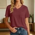 thumbnail image 2 of Gaexia Women's Casual Short Sleeve Pocket Tee Crew Neck Basic Top For Everyday Wear Stylish Comfort Solid (,L), 2 of 5