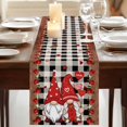 thumbnail image 3 of Table Runners 72 Inches Long Dress Scarves, Valentine's Day Farmhouse Kitchen Table Runner, Coffee Tablerunners, Retro Gnomes Love Rose Wooden Plaid 18x72 Inch, 3 of 9