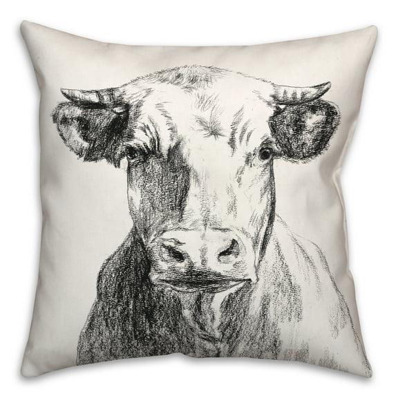 Creative Products Cow Sketch 18x18 Spun Poly Pillow