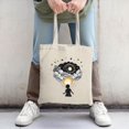 thumbnail image 2 of Whimsical Galaxy Tote Bag - Silhouette with Swirling Galaxy & Sun Perfect for Shopping Travel & Parties - Reusable Canvas Bag, 2 of 4