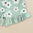 thumbnail image 7 of KPOPLK Toddler Baby Girls Summer Outfits Cute Ruffle Ribbed Short Sleeve T Shirts Tops Floral Shorts 2Pcs Sets(Green_2,6-12 Months), 7 of 7