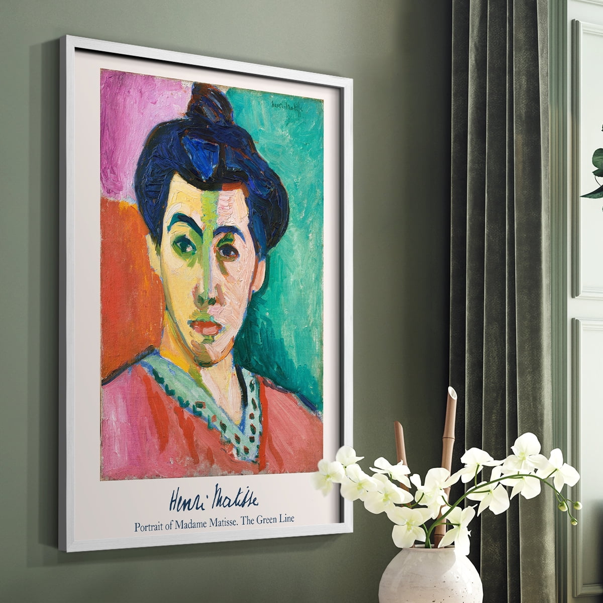 Matisse DIII Framed Print in White Solid Wood Framed Print No Nail Hanging