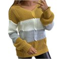 thumbnail image 1 of Blusa de suéter de color sólido con cremallera de manga larga con cuello en V clásico para mujer Pompotops gfhjh5361, 1 of 6