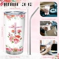 thumbnail image 4 of Christian Religious Birthday Gifts for Women Bible Verse Inspirational 20oz Stainless Steel Tumbler Cup with Lid Brush Straw Spiritual Catholic Gift for Mothers Day Teacher Coworker Faith, 4 of 6