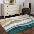 thumbnail image 4 of Abstract Wave Effect Washable Area Rugs 4'x6', Watercolor Blue Stripes Low Pile Throw Living Room Rug Non-Slip Sturdy Edge Binding Carpet for Indoor Entryway Bedside Kitchen, 4 of 9