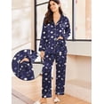 thumbnail image 2 of Ekouaer Silk Pajamas for Women Classic Button Down Satin Pajama Sets Long Sleeve Lounge Set, 2 of 6