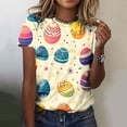 thumbnail image 2 of Pisexur Hauts pour Femmes Blouses Décontractées Élégantes Imprimé de Pâques Manches Courtes Col Rond, Grande Taille Multicolore, 2TG, 2 of 6