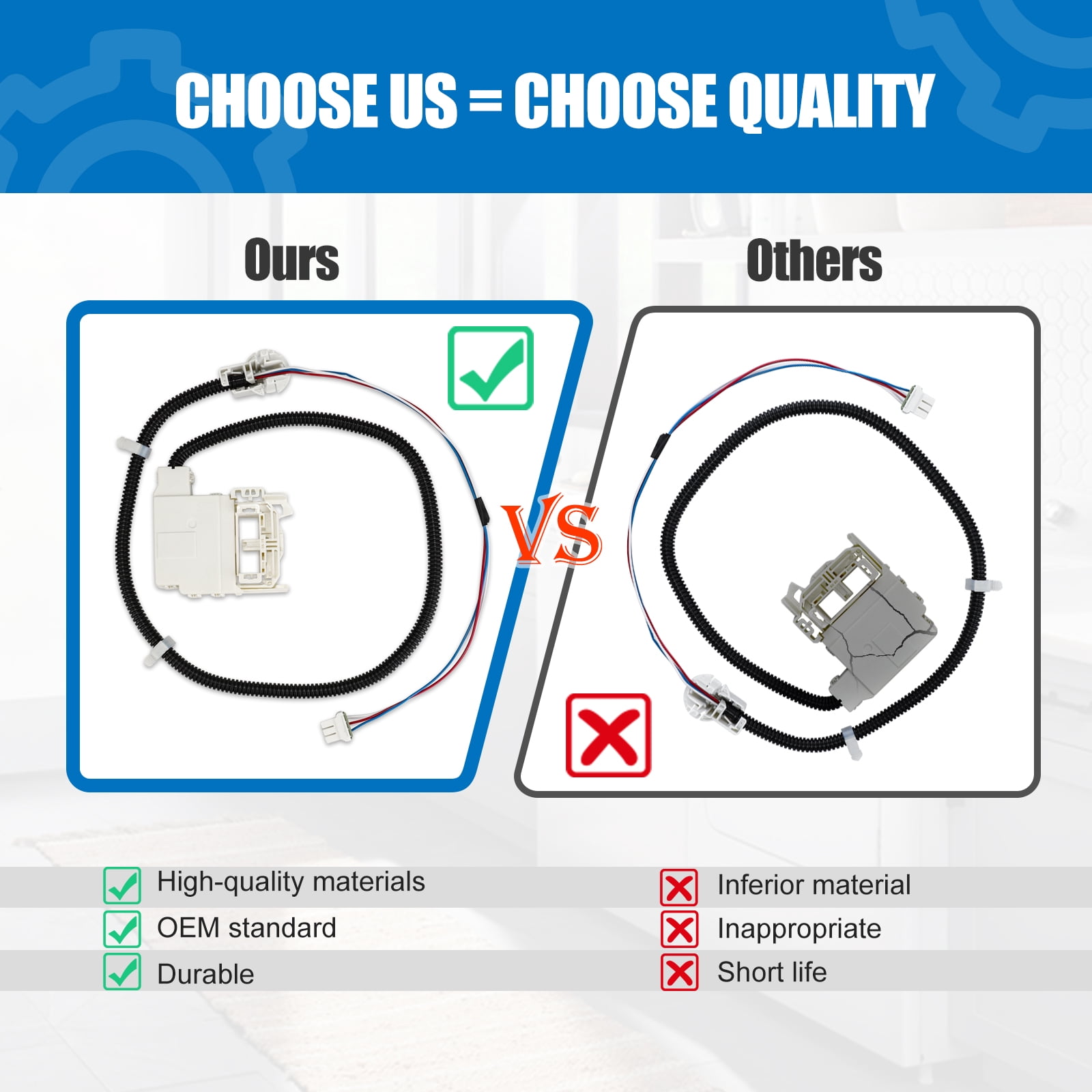 3mirrors WH08X32657 Washer Lid Switch with Wire Harness for GE Washing Machines Replacement Parts Compatible with Most Ge Washer Lid Lock Switch Replace