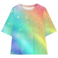 thumbnail image 3 of Girls Oversized Graphic Tees Shirts Tie Dye Half Sleeve T Shirts Loose Long Tunic Tops to Wear with Leggings Multicolor， 6 Years, 3 of 7