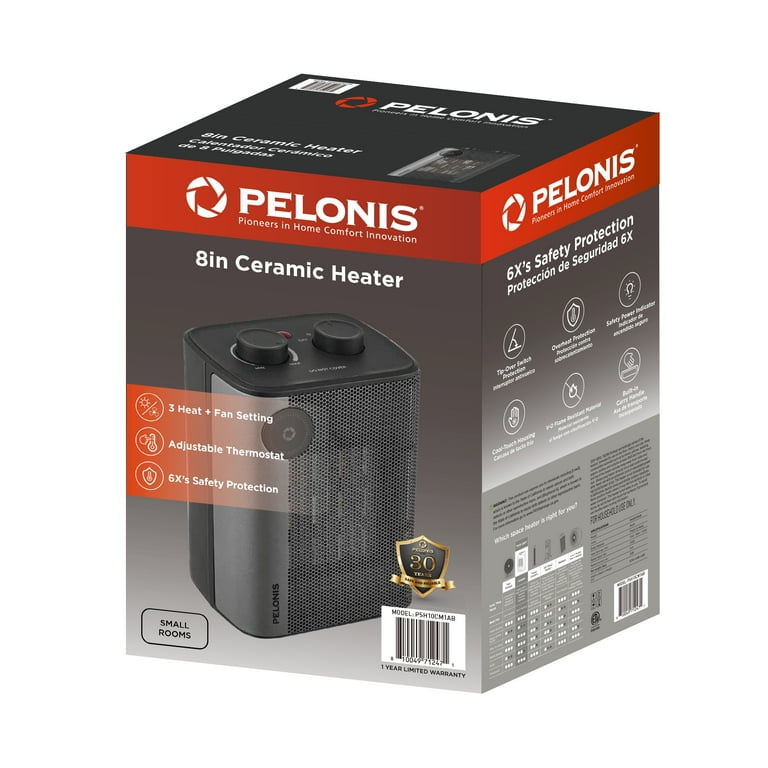 Pelonis Mechanical Desktop Ceramic Heater, PSH10CM1AB, New, Black