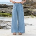 thumbnail image 7 of WAYUTE Girls Wide Leg Pants Loose Fit Pure Color Floral Print Beach Trousers with Pockets Soft for Toddler Kids Vacation Outfits, 7 of 7