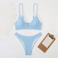 thumbnail image 5 of WREESH Women Split Swimsuit Show Waist Solid Color Bikini, 5 of 5