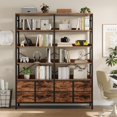 thumbnail image 5 of Bookshelf with 8 Fabric Drawers, 7-Tier Bookcase with Baffles Display Shelves,  Large Book Shelf for Living Room Home Office, Rustic Brown, 5 of 8