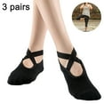 thumbnail image 2 of 3 Pairs Yoga Socks for Women Non-Slip Grips & Straps, Ideal for Pilates, Pure Barre, Ballet, Dance, Barefoot Workout, 2 of 9