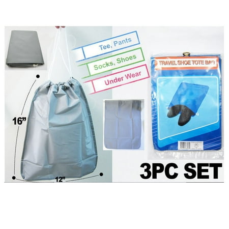 Khol's 3 Pack Travel Waterproof Nylon Shoe Bags with Zipper Closure Storage Luggage
