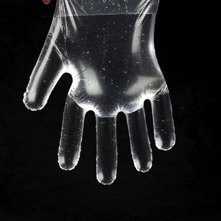 

Disposable Food Prep Gloves - 100 Piece Plastic Food Safe Disposable Gloves Food Handling Transparent One Size Fits Most