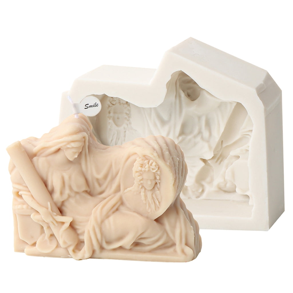 Catholic Family Silicone Candle Mold 3D Virgin Sculpture Plaster Resin Making Tools Handmade DIY Crafts Desktop Decor