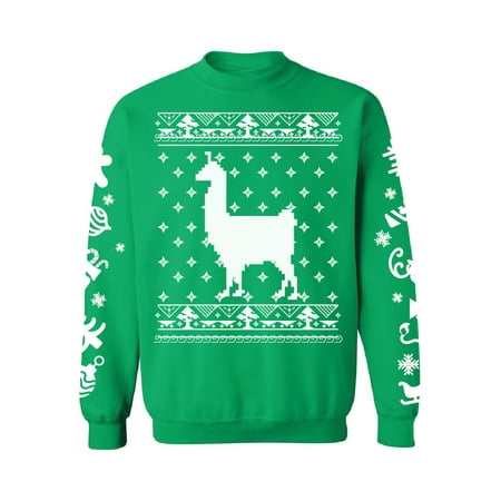 Peruvian Alpaca Sweater Awkward Styles Llama Christmas Sweatshirt with White Sleeves All Over Print Christmas Sweater Funny Gifts for Xmas Holiday Sweater Xmas Party Outfit Alpaca Lovers Christmas Animal Sweater Unisex ()