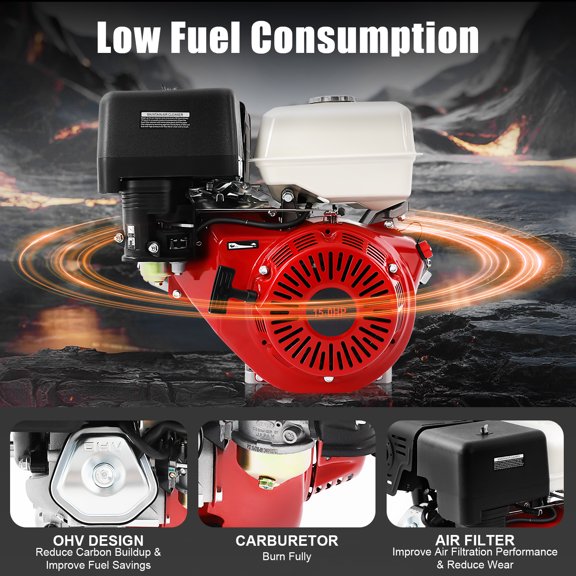 15HP 420cc Gasoline Engine - 9700W 4-Stroke Motor for Pumps, Generators & More, 1.72Gal Tank, Low Oil Alarm