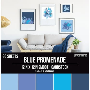 Colorbok Blue Promenade Smooth Cardstock Paper, 12"x12", 121 lb./180 GSM, 30 Sheets