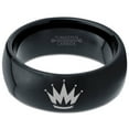 thumbnail image 2 of Tungsten Crown King Queen Heir Band Ring 8mm Men Women Comfort Fit Black Dome Polished, 2 of 4