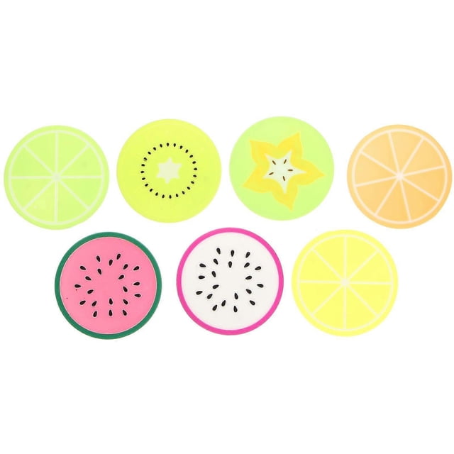 14pcs Non-slip Coasters Heat Resistance Cup Pad Creative Fruit Plastic Coasters Silicone Anti-skid Anti-scalding Cup Mat