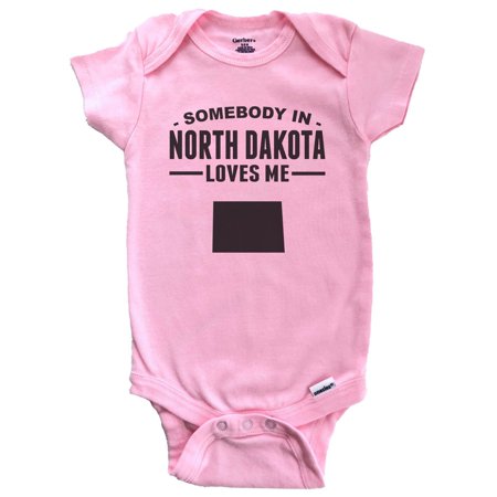 

Somebody In North Dakota Loves Me Baby Bodysuit - North Dakota Baby Bodysuit (Pink)