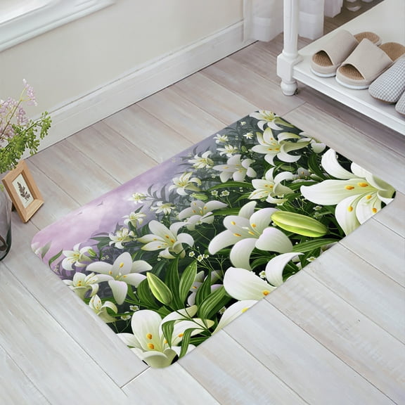 Plant White Magnolia Flower Art Bedroom Floor Mat Home Entrance Doormat Kitchen Bathroom Door Decoration Carpet Anti-Slip Rug