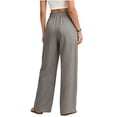 thumbnail image 7 of Sevevn Women's Elastic Waist Palazzo Pants Linen Look Loose Wide Leg Casual Trousers with Pockets Gray L, 7 of 7