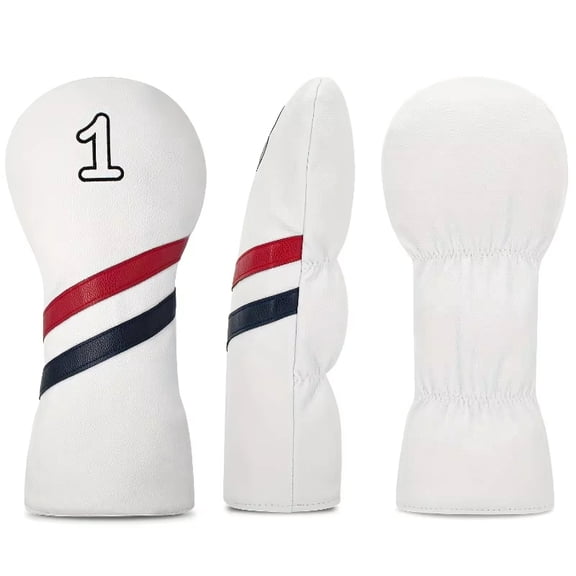 Golf Club Head Covers for Driver Fairway Woods and hybrids - Leather Head Covers disigned to fit All Drivers and Woods - Embroidery Number Vintage Leather Style - Soft and Delicate Interior.