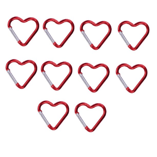 10 mosquetones con forma de corazón para llavero, bonitos mosquetones de aluminio para escalada, hamacas, correas de perro, portabotellas y llaves.