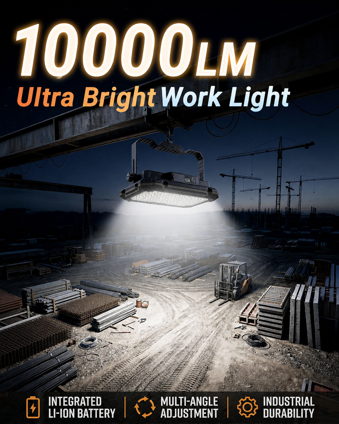 COSJM Rechargeable LED Work Light, 10,000 Lumens, Magnetic photo 2