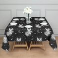 thumbnail image 3 of Black White Cat Rose Moon Star Pattern Square Tablecloth,Waterproof Square Table Cover,Wipeable Spillproof Washable Table Cover for Home Kitchen Party Decor 60"x60"(152x152cm), 3 of 6