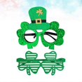 thumbnail image 2 of 2pcs Festival Party Clover Glasses Ornament St Patrick's Day Party Glitter Eyewear Shamrock Tophat Eyeglasses Party Supplies Photo Props, 2 of 3