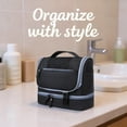 thumbnail image 4 of Hanging Travel Toiletry Bag, Waterproof Cosmetic Makeup Organizer with Dual-Layer Design, 9.8 x 8.3 x 5.1 in / 25 x 21 x 13 cm Large Capacity Bag for Women and Men, Black, 4 of 8