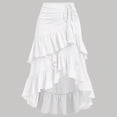 thumbnail image 4 of Women Drawstring Ruched Midi Skirt, High Low Asymmetrical Tiered Ruffle Wrap Skirt, High Waist Flowy Irregular Hem A Line Skirt White XL(XL), 4 of 5