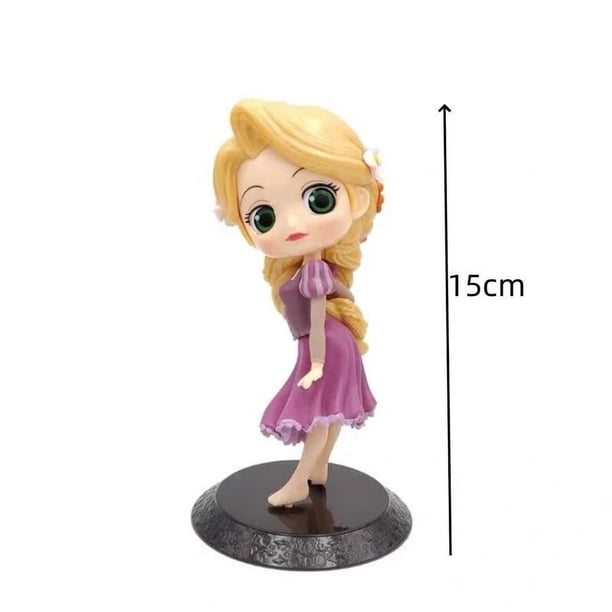 Miniso 14cm Princesas Q Posket Figuras Elsa Anna Mulan Campanilla Elsa Aladdin Muñeca kawaii Juguete Decoración de pastel Modelo niña gif