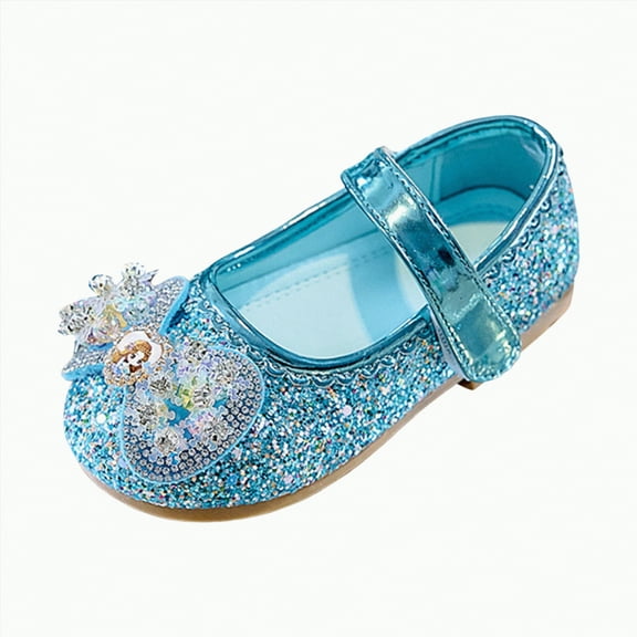 Ccpelsie Flower Girl Shoes Dress Shoes Toddler Girls Flats Princess Wedding Shoes for Little Big Kids(Sky Blue,13.5)