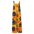 thumbnail image 5 of EANJE Halloween Overalls for Women, Sleeveless Spaghetti Strap Jumpsuit with Pockets, Print Wide Leg Baggy Romper, Adjustable Straps Fall Holiday Party Outfit Orange S, 5 of 6