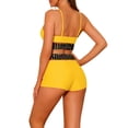 thumbnail image 3 of Conjuntos de bikini de contraste para el Día de la Madre de mujeres, 2 piezas, traje de baño de cintura alta con escote redondo, pequeño, amarillo, 3 of 5