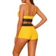 thumbnail image 3 of Conjuntos de bikini de contraste para el Día de la Madre de mujeres, 2 piezas, traje de baño de cintura alta con escote redondo, pequeño, amarillo, 3 of 5