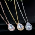 thumbnail image 4 of Rose Gold Plated Pear Cut CZ Necklace Pendant Earrings Fashion Brand Jewelry Set, 4 of 9