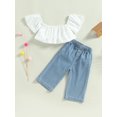 thumbnail image 2 of Coduop Toddler Girl Pants Suit,Short Sleeve Cropped Shirt and Long Jeans 2Pcs Outfit Set, 2 of 9