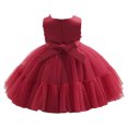 thumbnail image 4 of Yanlir Robe Sans Manches en Maille pour Fille Col Rond Style Princesse Robe de Fête, Vêtements d'Été pour Enfants, Tenue de Jeu Légère et Respirante (Rouge, 2-3 Ans), 4 of 9
