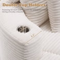 thumbnail image 5 of Muumblus 55" Indoor Round Chaise Lounge with Cup Holders, Oversized Boneless Accent Barrel Chair, Beige Corduroy, 5 of 10
