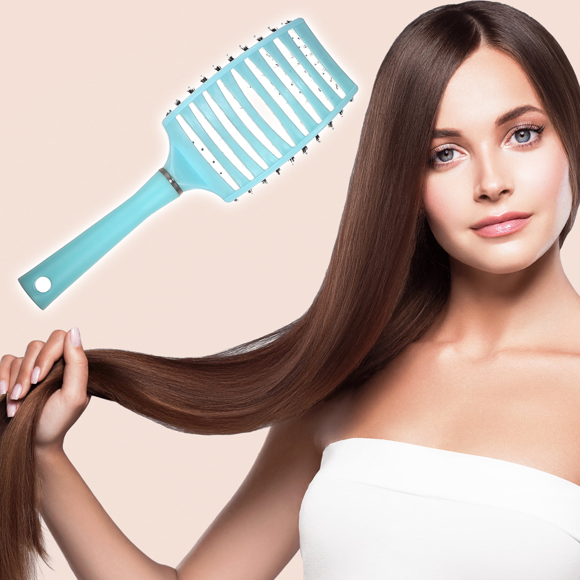 Unique Bargains 1Pc Vent Detangling Brush with Detangling Pins Hair Comb Blue